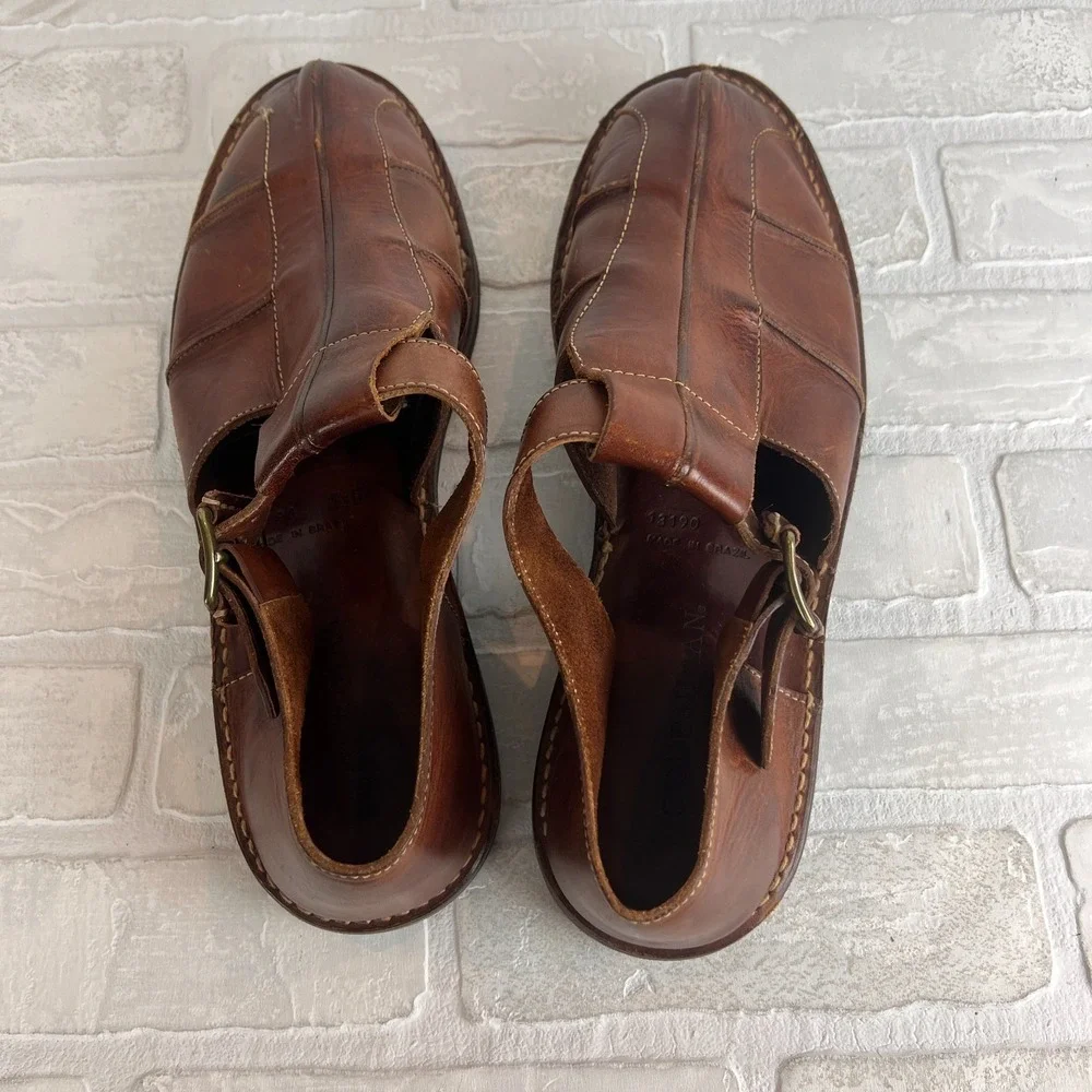 Cole Haan Fisherman Sandals Mens 13 D Brown Leather Preppy Resort Closed‎ Toe